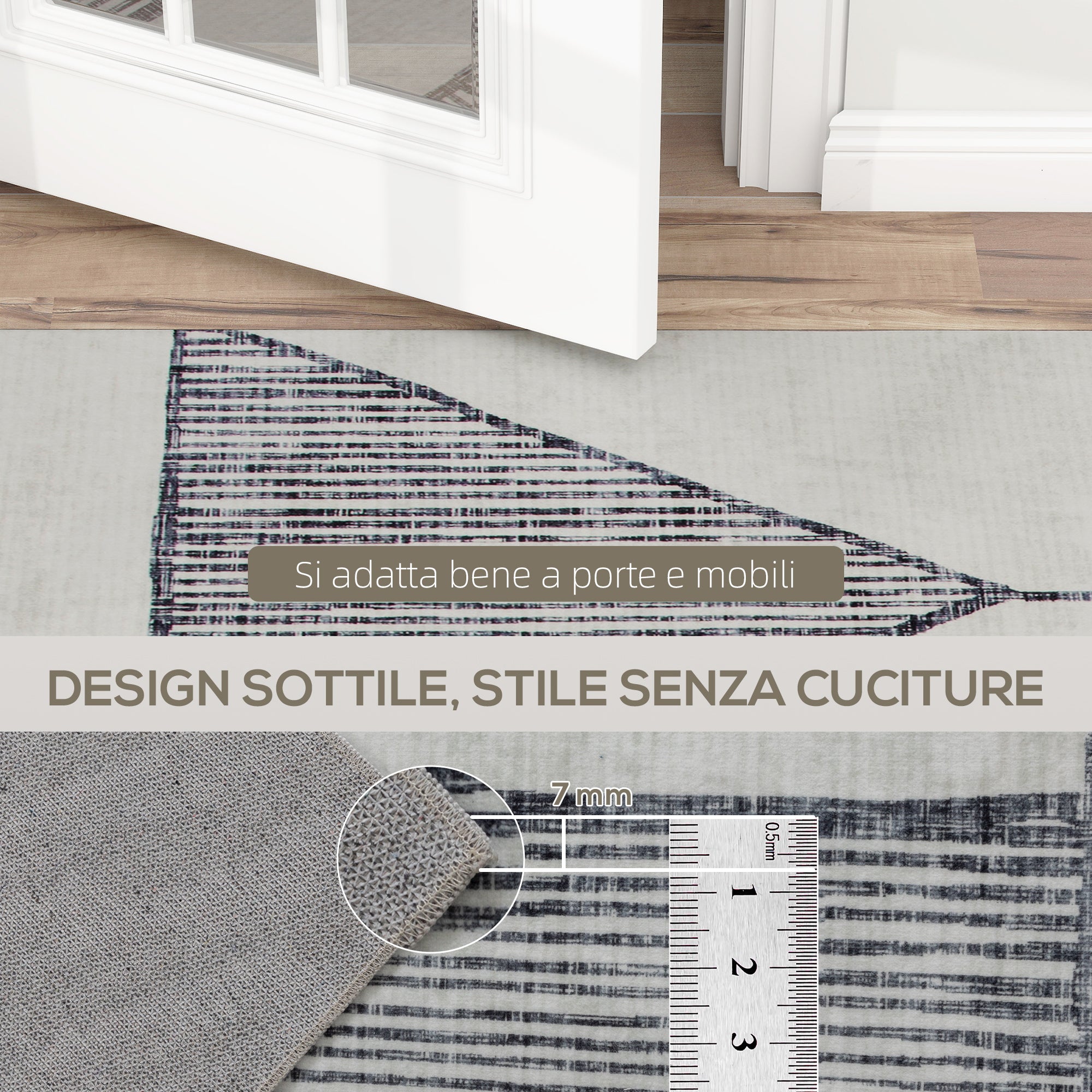 Tappeto Moderno Antiscivolo 230x160x0,7 cm Linee Geometriche in Poliestere Grigio