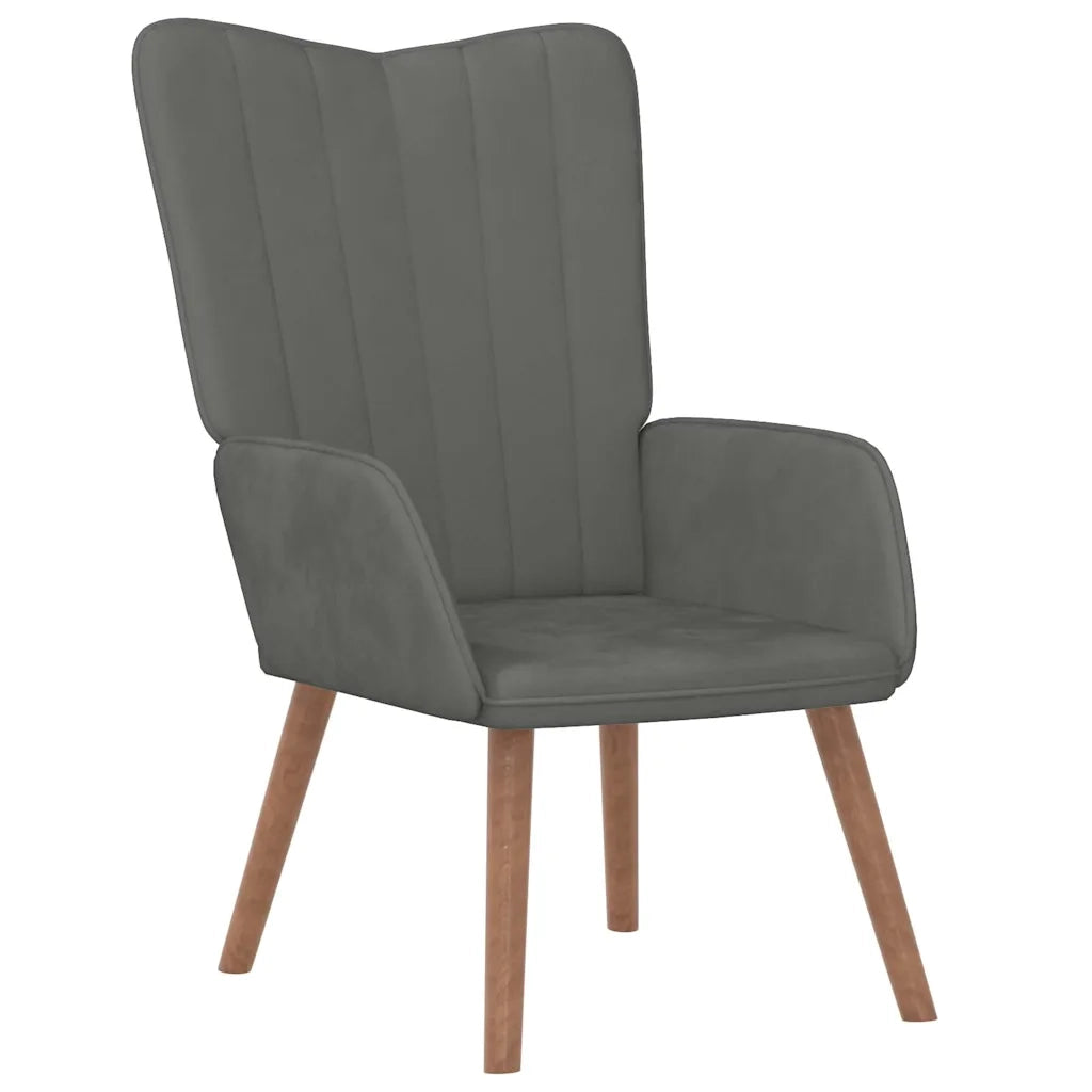 Divano Sedia-Poltrona Relax con Poggiapiedi Grigio Scuro in Velluto 313138