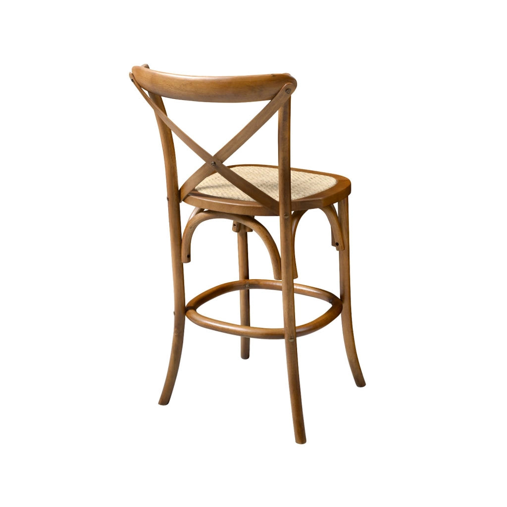 Sgabello da bar bistrot in legno vintage, noce