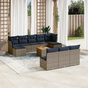 Set Divani da Giardino 11 pz con Cuscini Grigio in Polyrattan 3256201