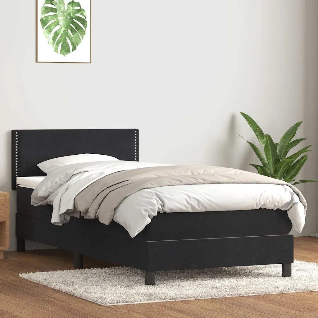 Giroletto a Molle con Materasso Nero 80x220 cm Velluto 3316139