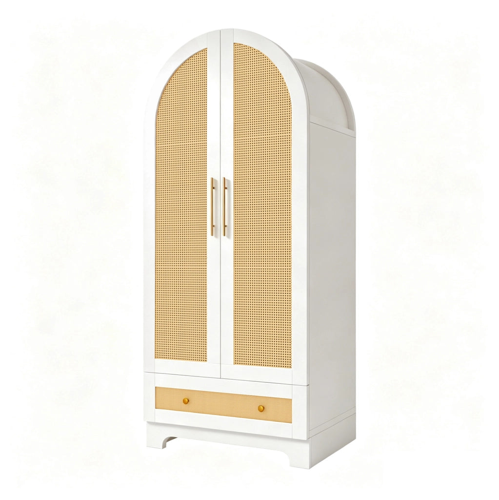 Armadio 70x55x170 cm bianco in legno, 2 ante e 2 cassetti