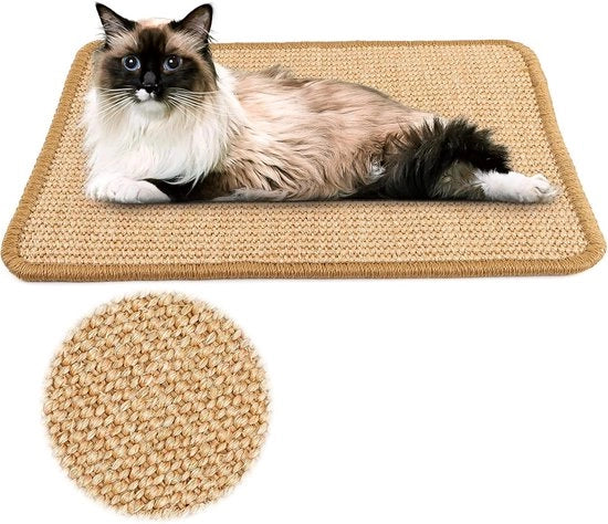 Mat per gatti - tappeto in pile - pannelli per gatti in materiale naturale - antiscivolo - protegge tappeti e divani - 30 x 40 cm - kaki
