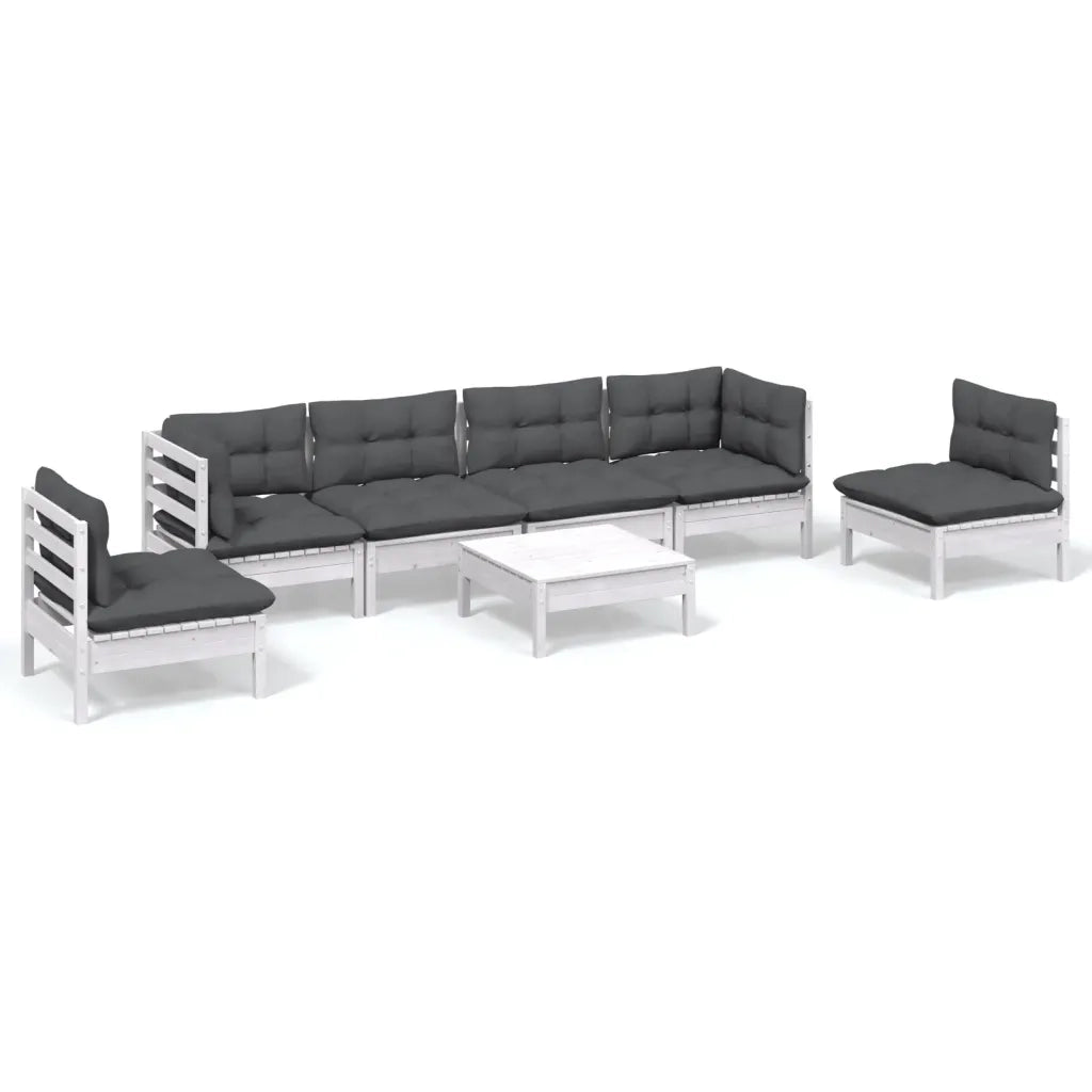 Set Salotto da Giardino 7pz con Cuscini Legno Massello di Pino 3096203