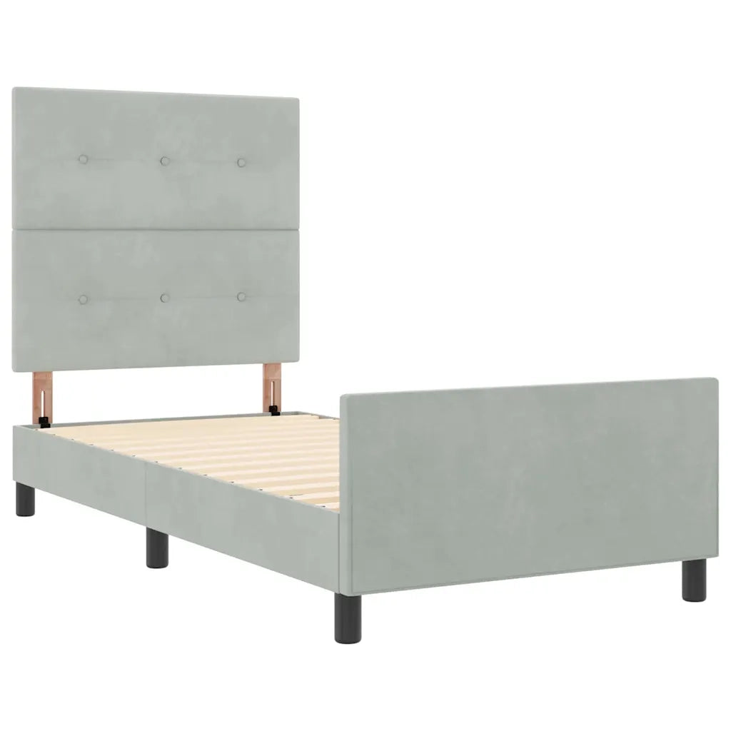 Letto a molle con testiera Grigio chiaro 90 x 200 cm Velluto 3344915