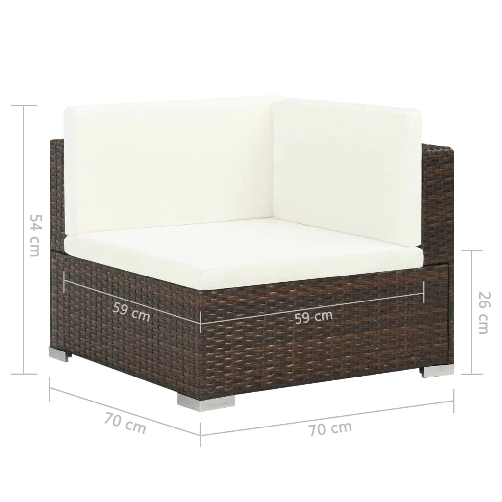 Set di mobili da giardino mobili da esterno 7 pezzi con cuscini resina intrecciata marrone 02_0017301