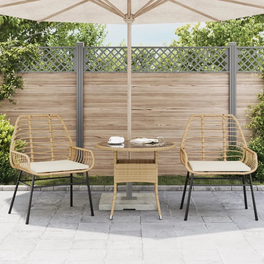 Sedie da Giardino 2pz con Cuscini Marrone in Polyrattan 369094