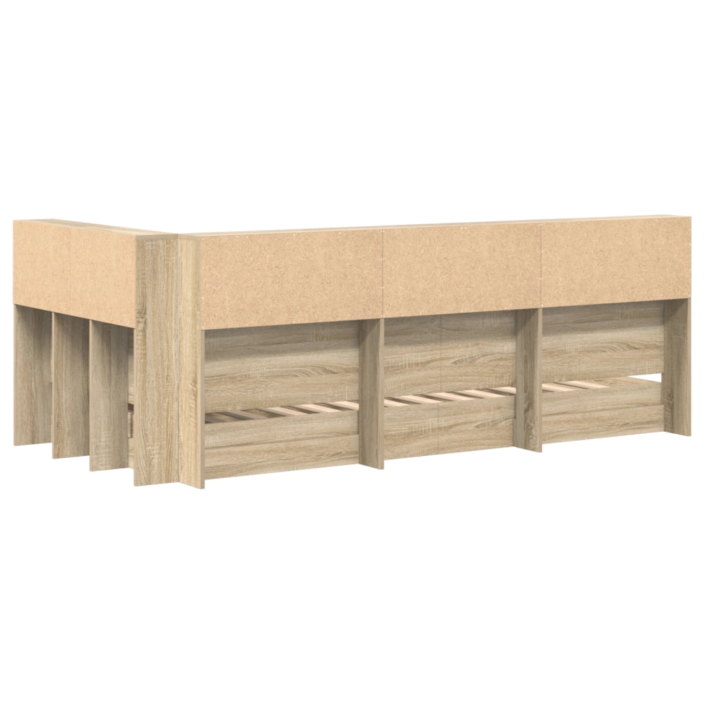 Letto con libreria rovere di Sonoma 75x190 cm legno ingegnerizzato