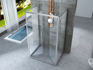 Box doccia Cristallo 6 mm 3 lati - Due Fissi piu' porta Saloon Trasparente - Misura: 60 x 70 x 60 x190h