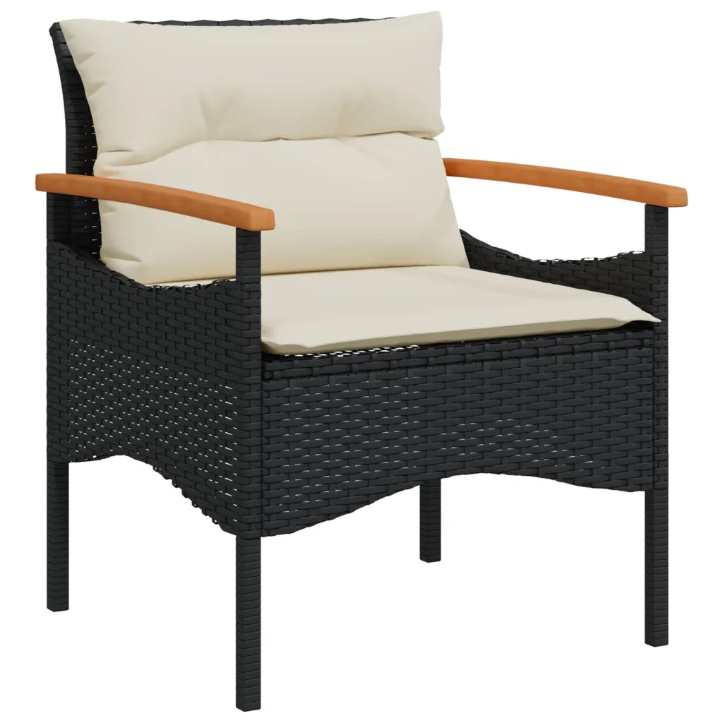 Set Divani da Giardino 4 pz con Cuscini Nero in Polyrattan