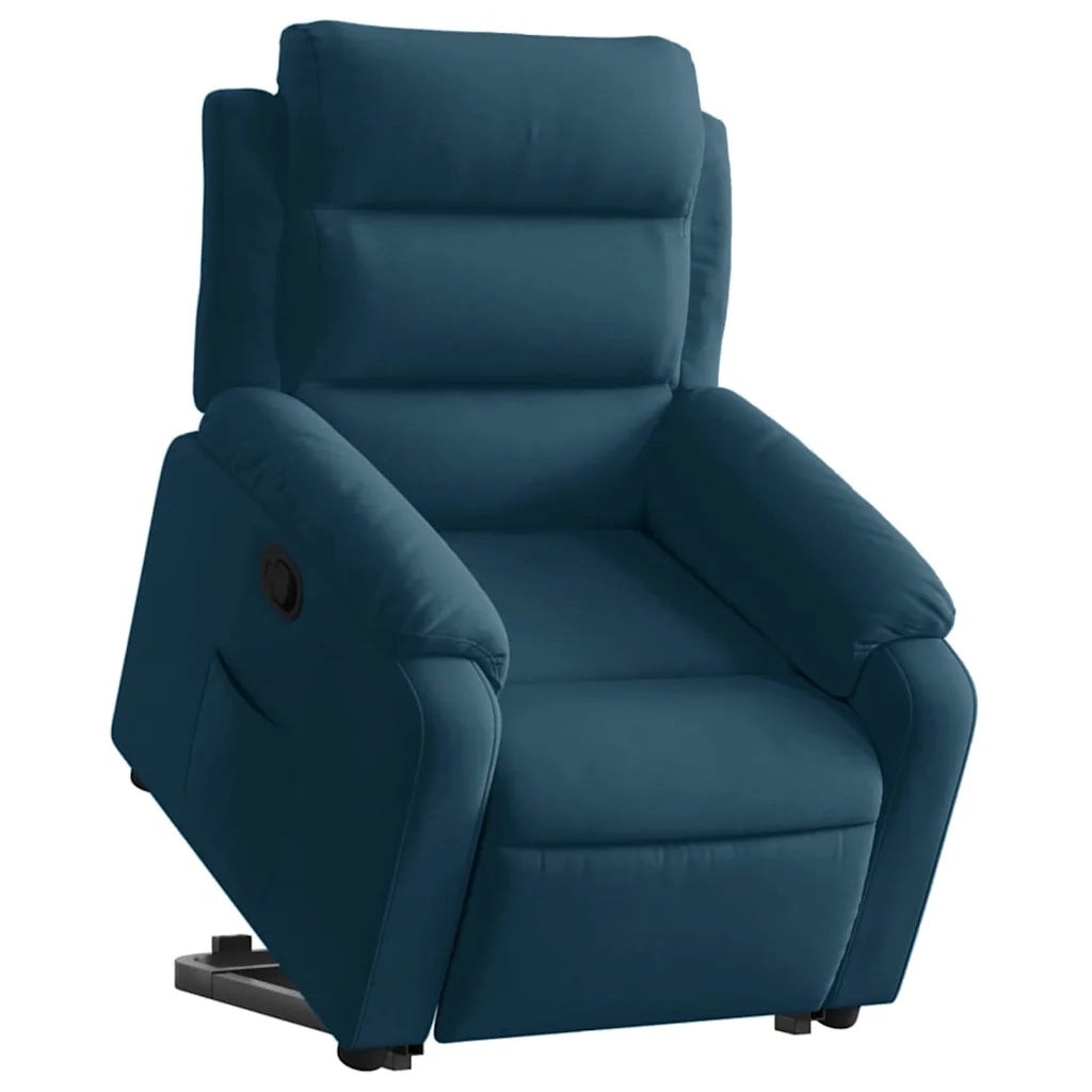 Poltrona Alzapersona Reclinabile Blu in Velluto 3205102