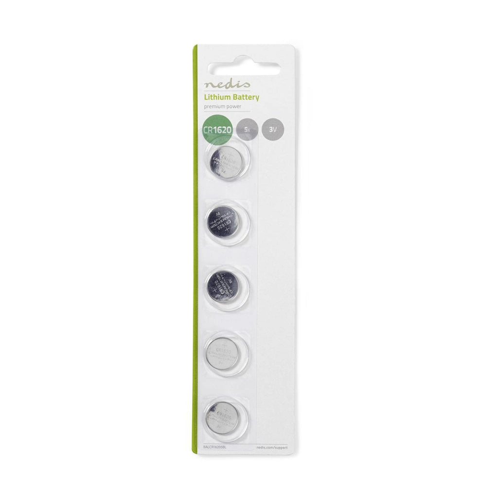 Confezione da 5 batterie a bottone al litio CR1620 3V DC pronte all'uso  Nedis