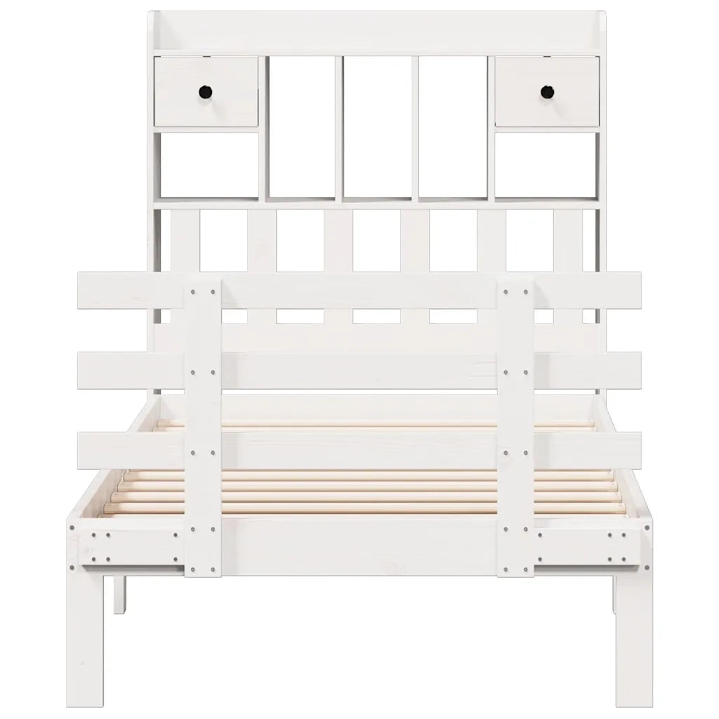Letto Libreria senza Materasso Bianca 90x200 cm Legno di Pino 3322791