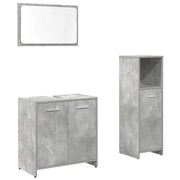 Set Mobili da Bagno | Armadio da bagno 3 pz Grigio Cemento in Legno Multistrato