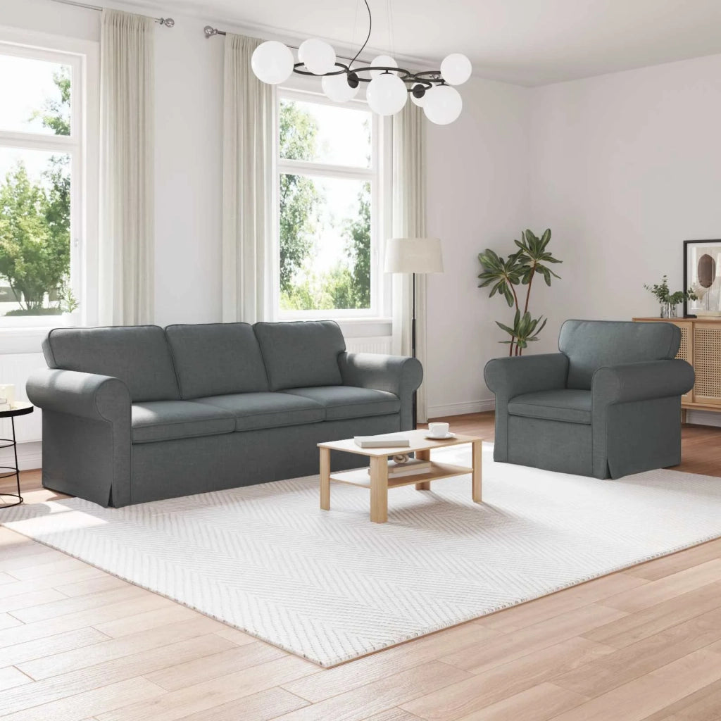 Set di divani 2 pcs Grigio scuro 215 x 82 x 80 cm Tessuto