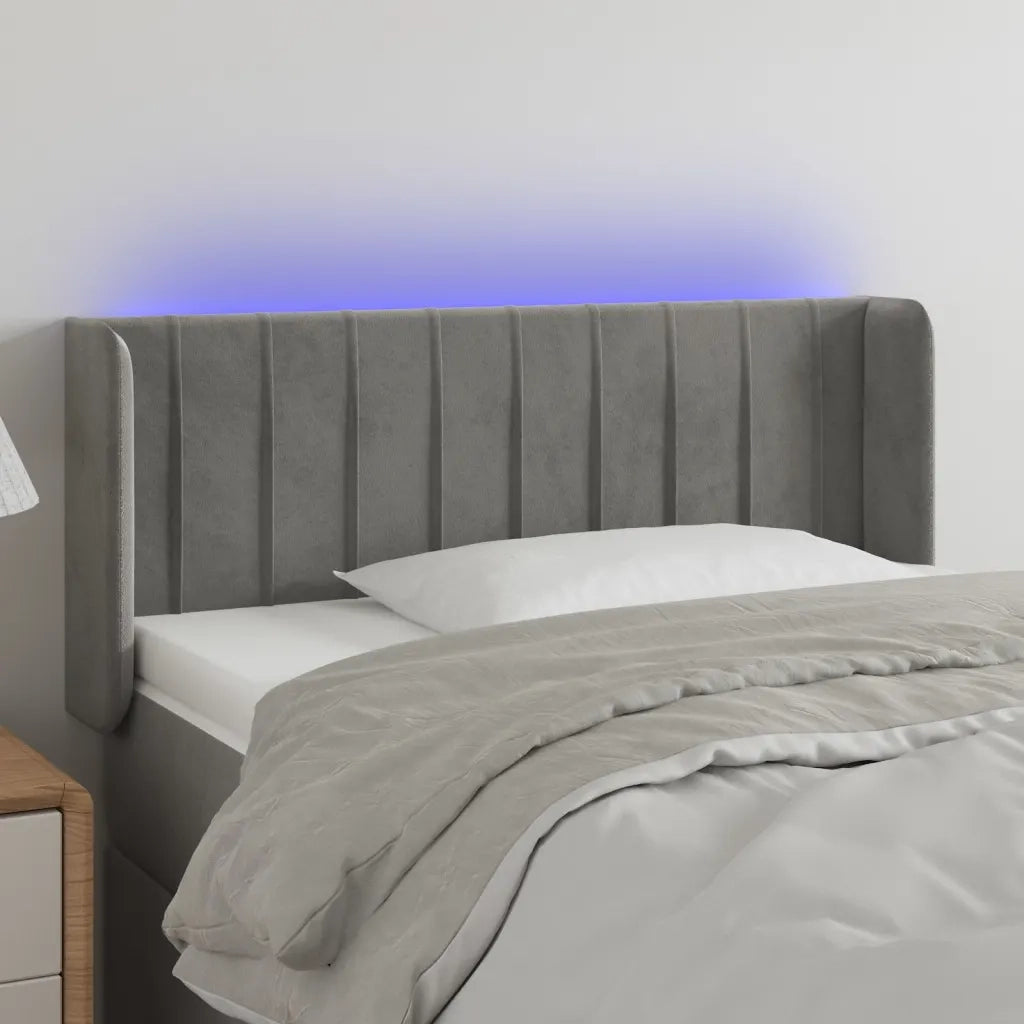 Testiera | Testata Grigio Chiaro a LED 93x16x78/88 cm in Velluto