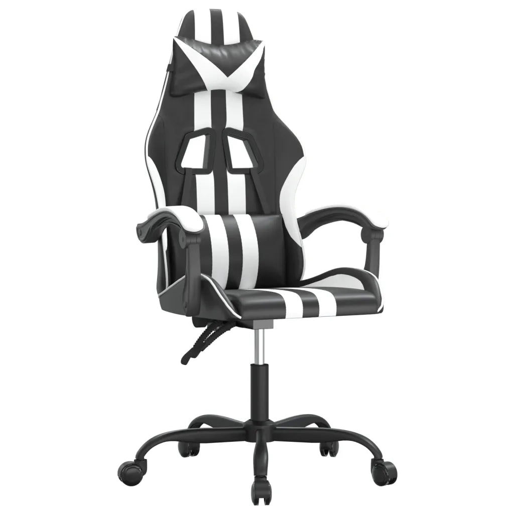 Sedia da Gaming | Sedia da e-sports Girevole Nero e Bianco in Similpelle