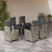 Set da Pranzo da Giardino 7 pz Cuscini Polyrattan Grigio Chiaro 3213289