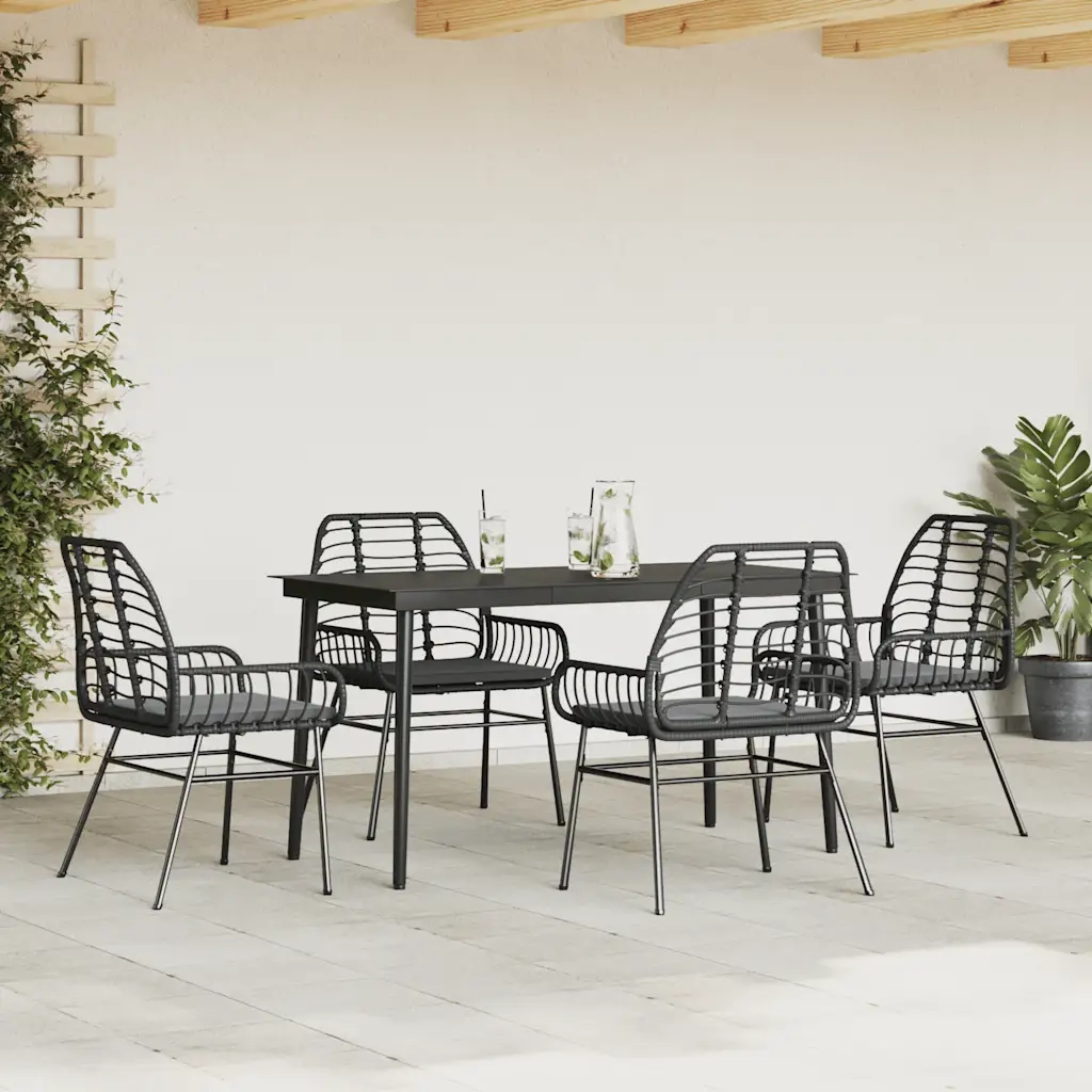 Set da Pranzo da Giardino con Cuscini 5 pz Polyrattan Vetro 3334452
