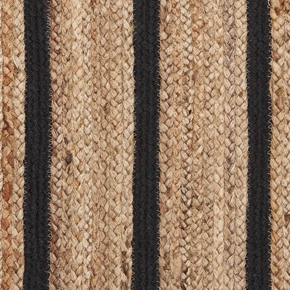 Tappeto tappetino Tappeto Nero e Beige Cotone Juta Rigato 80 x 150 cm Rustic Boho