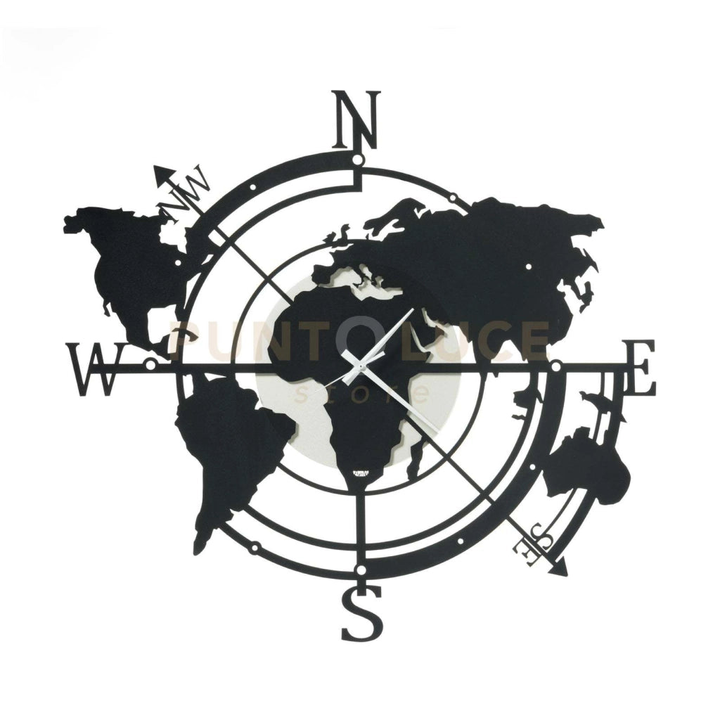 Orologio di design da parete Planisfero piccolo Avorio e nero