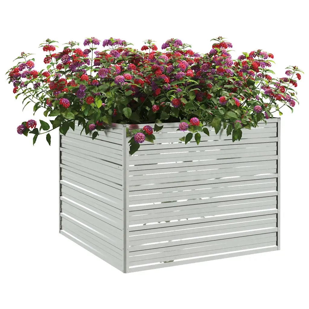 Letto Rialzato Giardino 100x100x77cm in Acciaio Zincato Argento 316883