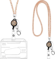Lanyard trasparente con cristalli di rhinestone, ID-kaarthouder e porta chiave - champagne oro - badge houder e collare per ID e chiave.