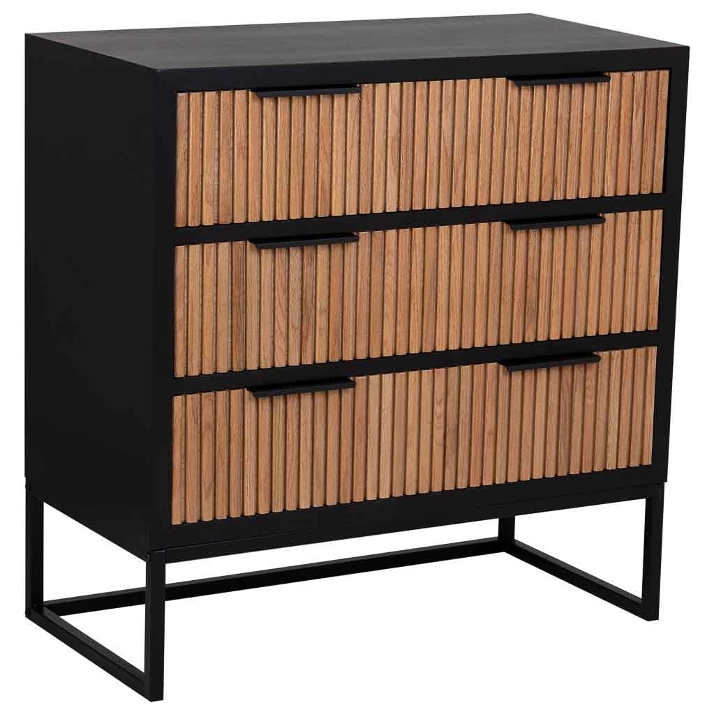 Cassettiera 3 cassetti legno e metallo 80x39,5x81h cm