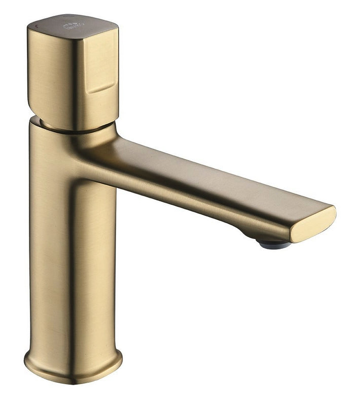 Rubinetto lavabo con piletta click-clack – oro champagne, design moderno