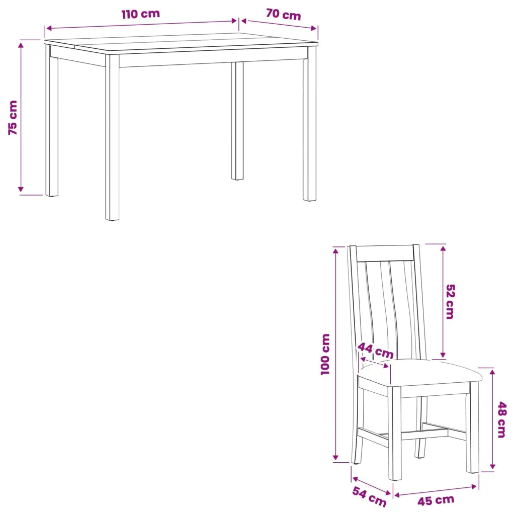 Set da pranzo 7 pz Nero Legno di Quercia Massello 3430261