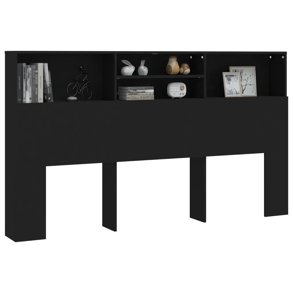 Testiera con Contenitore-Testata del letto Nera 180x19x103,5 cm