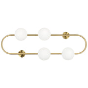 Lampada da parete con 4 luci a forma di globo e paralume in vetro base metallo dorato stile moderno