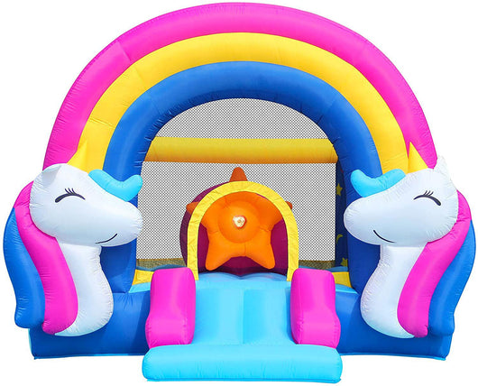 Castello Giostra Gonfiabile Interattivo Fantasy Unicorn con Pompa Happy Hop
