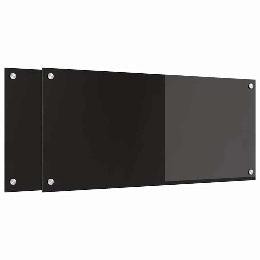 Set di 2 paraschizzi da cucina resistenti al calore dal design moderno 90 x 40 cm in vetro temperato nero 02_0056312