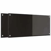 Set di 2 paraschizzi da cucina resistenti al calore dal design moderno 90 x 40 cm in vetro temperato nero 02_0056312