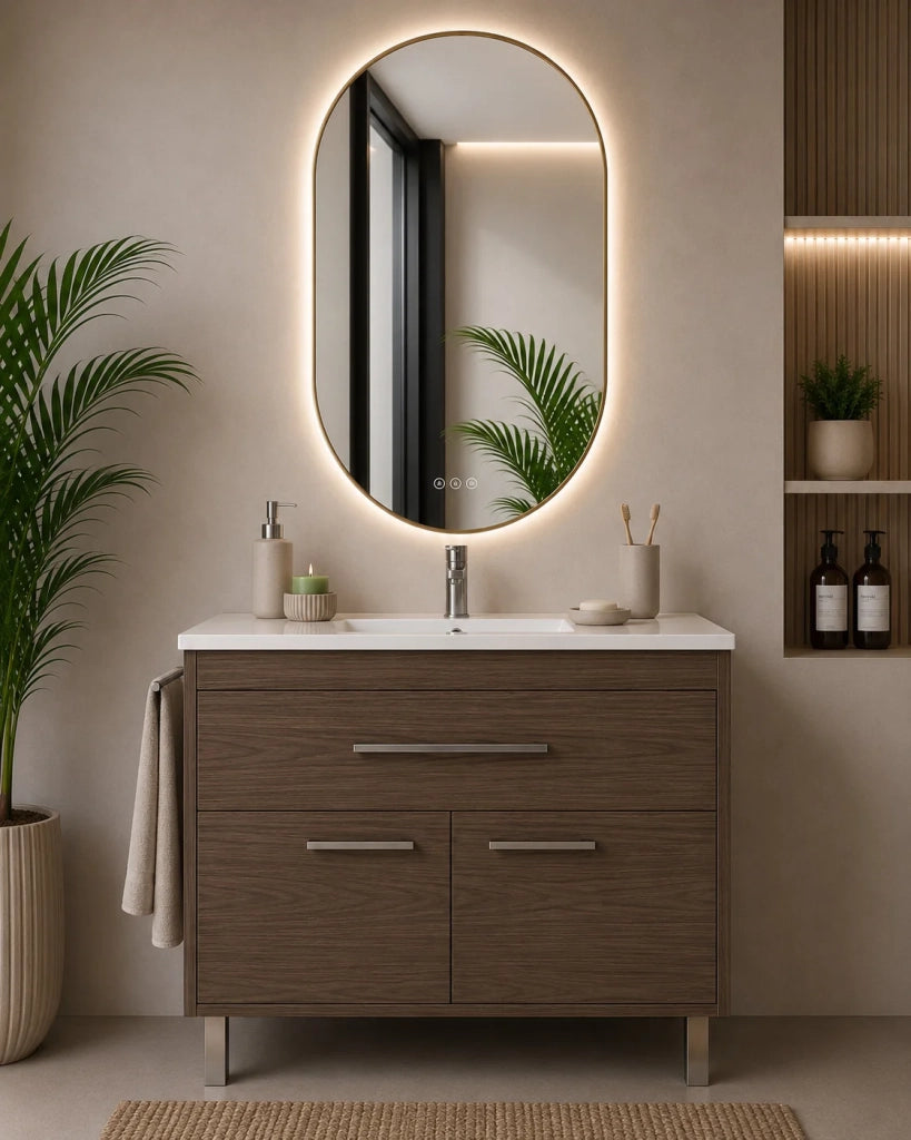 Mobile bagno con lavabo ORIGENBATH BAHIA senza specchio 50x40 cm frassino tea con colonna