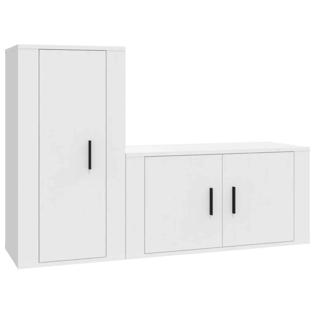 Set di Mobili Porta TV 2 pz Bianco in Legno Multistrato 3188470