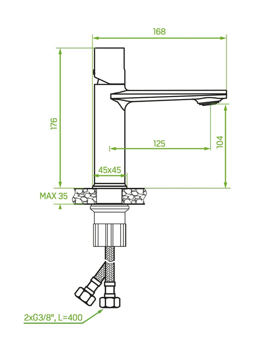 Rubinetto lavabo con piletta click-clack – oro champagne, design moderno