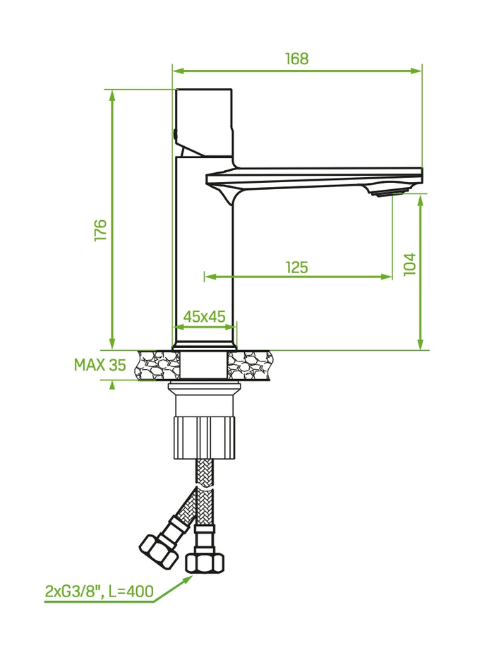 Rubinetto lavabo con piletta click-clack – oro champagne, design moderno