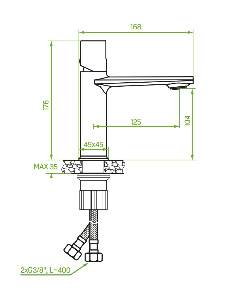 Rubinetto lavabo con piletta click-clack – oro champagne, design moderno