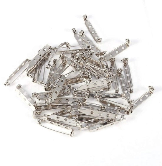 Spille per sicurezza 50 pezzi - Spille piccole - Spille d'argento - Sicure in uso - Artigianato/gioielli - Interruttore di sicurezza - Ferro da spilla
