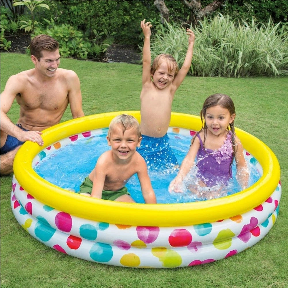 Trade Shop - Piscina Gonfiabile Per Bambini 3 Anelli 147 X 33 Cm Giardino Terrazzo 330 Lt -