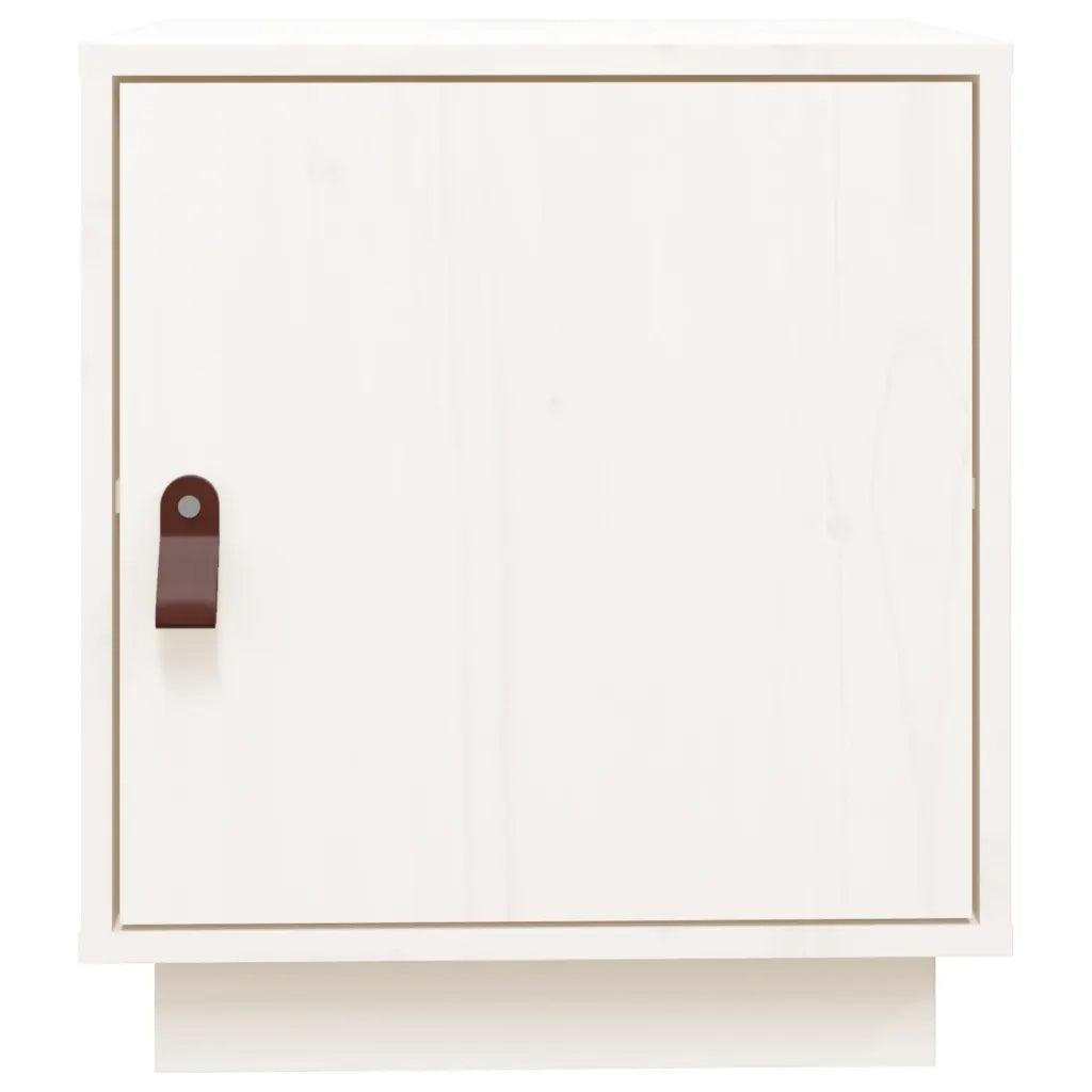 Set di 2 Comodini | Armadio da Notte | Mobiletto da notte Bianco 40x34x45 cm in Legno Massello di Pino
