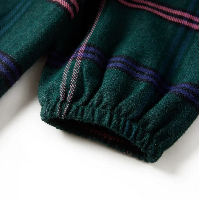 Abito da Bambina a Maniche Lunghe con Arricciature Verde Scuro 92 14414