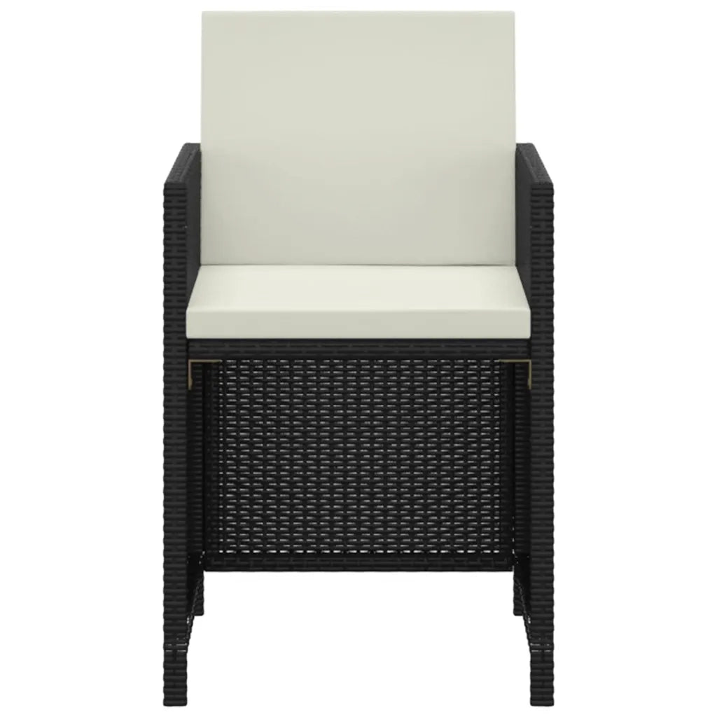 Set da Pranzo da Giardino 3 pz con Cuscini in Polyrattan Nero 3095497
