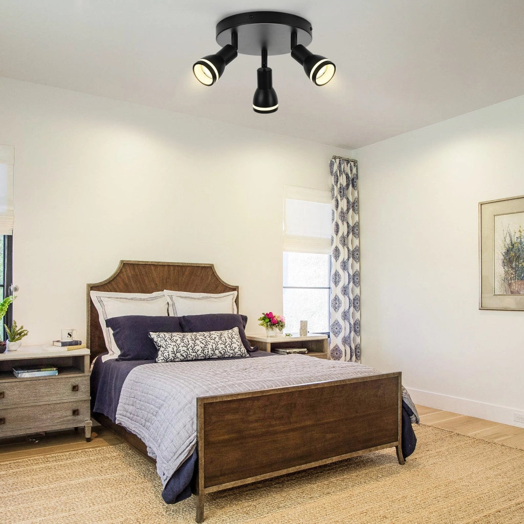 ZMH Faretto da soffitto neri 3 luci GU10 metallo orientabili moderni per camera letto sala pranzo senza lampadina