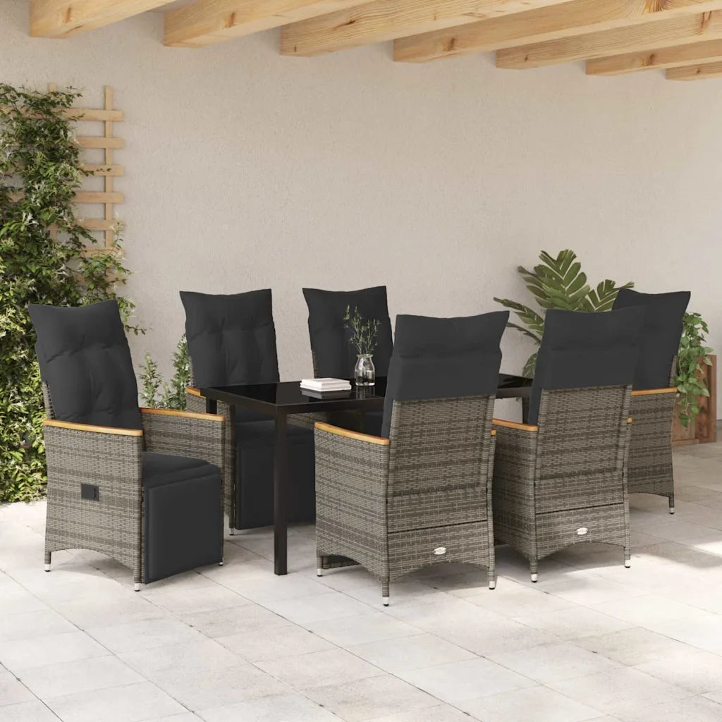 Set da Pranzo per Giardino con cuscino 7 pcs Grigio polyrattan 3379629