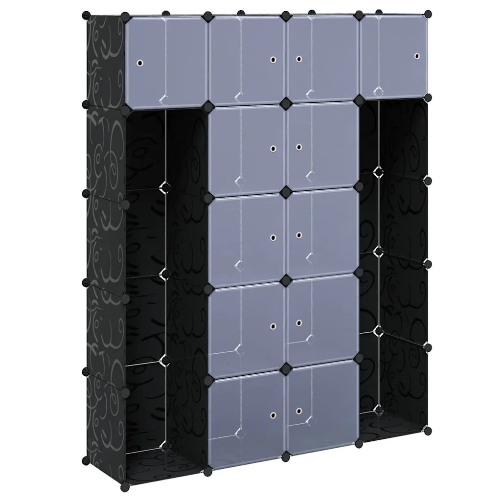 Armadietto Modulare 14 Scomparti Nero e Bianco 37x146x180,5 cmcod mxl 79776