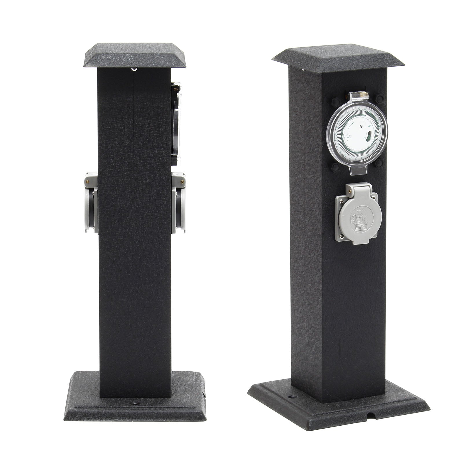 Colonna multipresa da giardino con 2 prese in metallo timer Palo presa multipla esterno