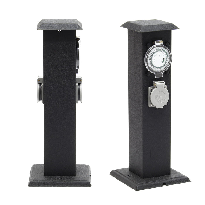 Colonna multipresa da giardino con 2 prese in metallo timer Palo presa multipla esterno